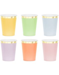 6 stk Pappkrus med Gullfolierte Kant 220 ml - 6 Forskjellige Farger
