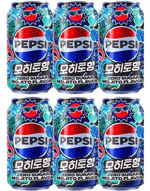 6 stk Pepsi Zero Sugar Mojito Flavour - Sukkerfri Pepsi med Mojitosmak - Hel Pakke 6x355 ml (Korea)