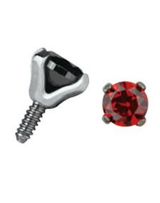 Rund Rød Sten - Strl 3 mm Dermal Anchor Kule med 1,2 mm gjenger