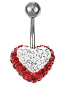Celebrity Heart Navlepiercing - Rød/Hvit