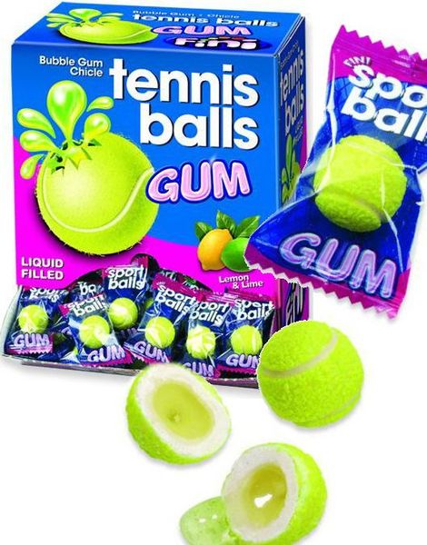 200 stk Tennis Balls / Tyggegummi med Flytende Kjerne - Fini - Hel Eske