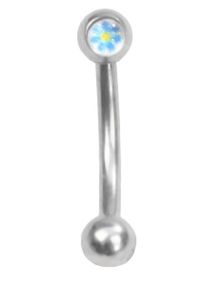 Øyenbrynspiercing med Blå Blomst - 1.2 x 8 mm