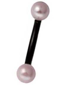Svart Banan Øyenbrynspiercing med Rosa Perler- 1.2 x 8 mm