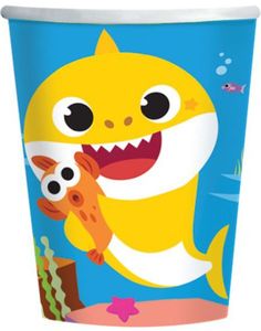 8 stk Pappkrus 250 ml - Baby Shark