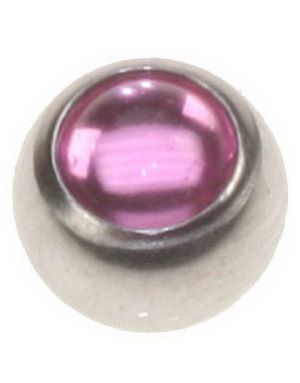 Stålkule med Rosa Perle Stein - 6 mm Kule til 1,6 mm Stang