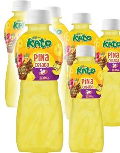 6 stk Kato Fruit Juice Nata De Coco Pina Colada - Juice med Pina Colada Smak og Kokosgelebiter - Hel Pakke 6x320 ml (Thailand)