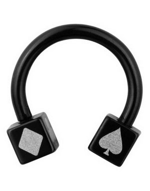 Pokerplayer Øyenbrynspiercing - Black - Strl 1.6 x 10 mm med 4 mm kule