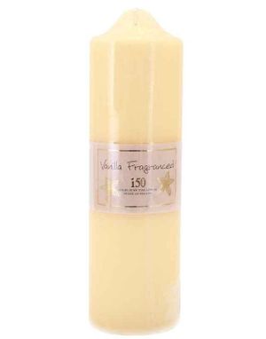 Beige Søyle Duftlys med Vanilla Lukt 24cm x 7cm (150 timer brennetid)