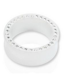 Hvit Tunnel Piercing med Klare Stener