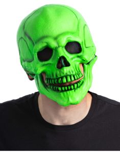 Grønn UV Blacklight Skjelett Latexmaske
