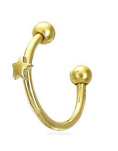 Gullfarget Rund Øyenbrynspiercing med Stjerne - 1,2 x 10 mm