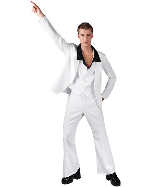 Hvit Saturday Night Fever Inspirert Herrekostyme