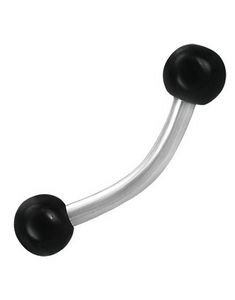 Banana Øyenbrynspiercing med Runde Svarte Kuler - 1.2 x 8 mm