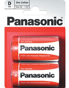 DATOVARE - 2 stk Panasonic D Zink Carbon Batterier
