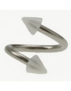 Curve Øyenbrynspiercing med Hvit og Gjennomsiktig Spikes - 1.2 x 8 mm