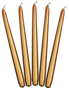 10 stk Gullfarget Metallisk Kronelys 24 cm