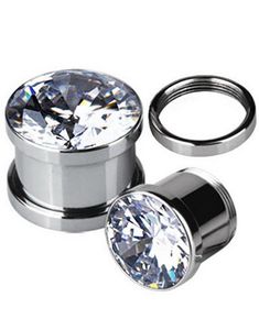 Glitrende Piercing Plugg med Klar Sten