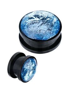 Moon Stone Blue - Svart Piercing Plugg