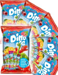 20 stk 10-Pack Dino Ice Pops - Saft-Is med 4 Forskjellige Smaker - Hel Eske