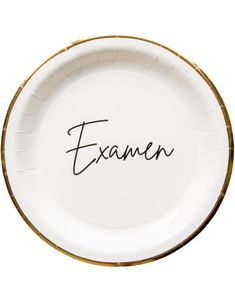 8 stk Examen Hvit og Gullfarget Papptallerkener 23 cm