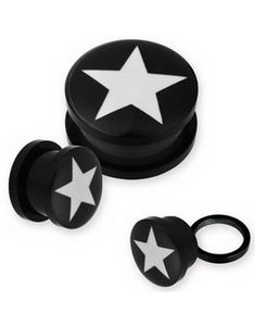 Stjerne - Svart Piercing Plugg