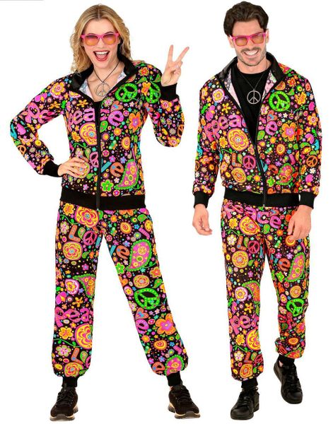 60's Hippie UV Glow Grilldress til Voksen