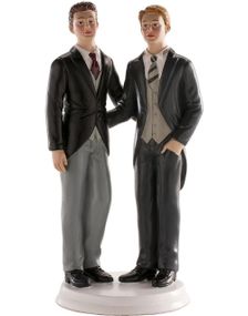 Kaketopp til Bryllup - Mannlig Brudepar 20 cm