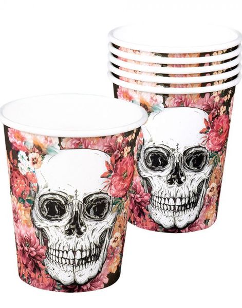 6 stk Pappkrus 250 ml - Day of the Dead