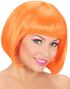 Neon Orange Parykk med Bob Frisyre - Lyser Under UV-Lys