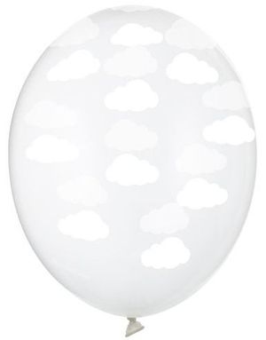 6 stk. Klare Ballonger med Skyer 30 cm