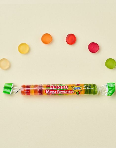 Haribo Mega Roulette Sour - Vingummi med Sur Fruktsmak 45 gram