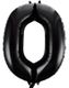 Tallet 0 - Svart JUMBO Folieballong 86 cm