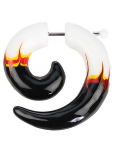 Flaming Fake Piercing - Hvit/Svart