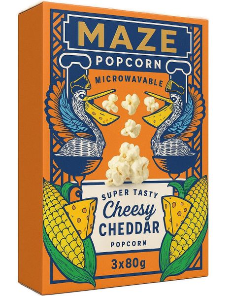 3-pack Maze Cheesy Cheddar Popcorn 3x80 gram