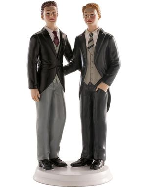 Kaketopp til Bryllup - Mannlig Brudepar 20 cm