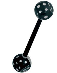 Tungepiercing med Svarte Terninger