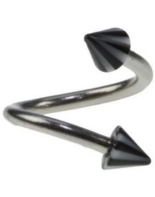 Curve Øyenbrynspiercing med Svart og Hvit Spikes - 1.2 x 8 mm