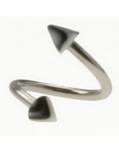 Curve Øyenbrynspiercing med Hvite og Svarte Spikes - 1.2 x 8 mm