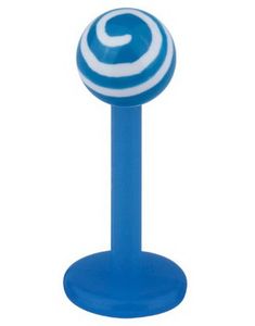 Labret m/Stripet Opp Kule - Blå/Hvit - Strl 1,2x8x4mm