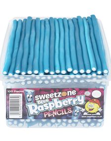 100 stk Sweetzone Blue Raspberry Pencils / Godteristenger - Halal Sertifisert