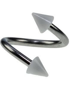 Curve Øyenbrynspiercing med Hvite Spikes - 1.2 x 8 mm