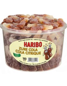 Ca. 150 stk Haribo Kiss-Cola - Sure Colaflasker 1350 gram