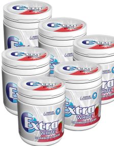6 stk Store Extra White Strawberry Tyggegummi Bokser - Hel Eske 504g
