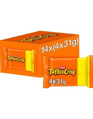 14 stk 4-packs Nestle Toffee Crisp - Toffefylte Sjokoladebiter med Crisp - Hel Eske 1,73 kg