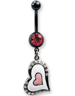 New Love Navlepiercing med Stener - Hvit