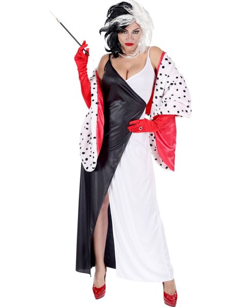 Cruella de Vil Inspirert Kostyme med Kappe