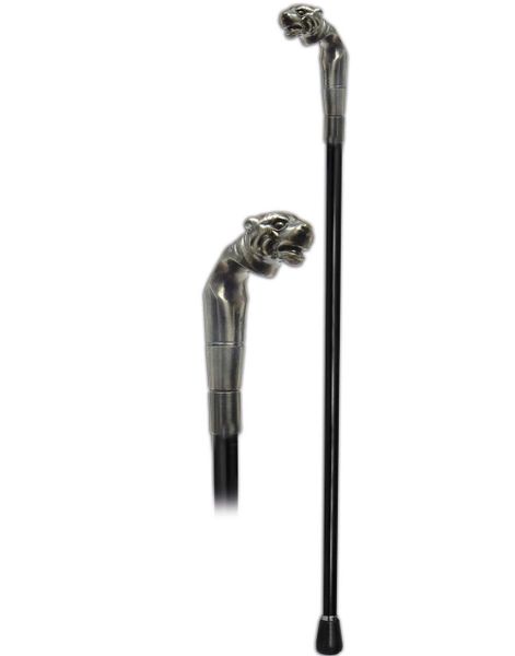 Svart Stokk i Metall med Jaguar - 94 cm - Høy Kvalitet