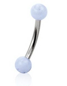 Round White - 1.2 x 8 mm Øyenbrynspiercing