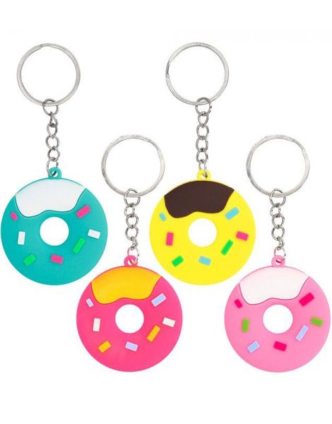 4 stk Donut Nøkkelringer Assorterte Farger