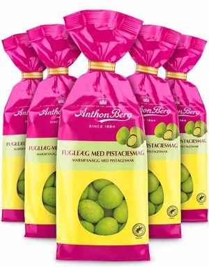 25 stk Anthon Berg Fugleegg Marsipanegg med Pistasj - Hel Eske